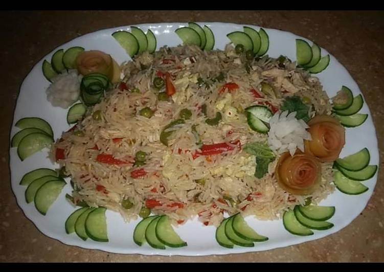 Chicken veg fried rice #cookpadapp