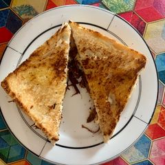 A picture of Leftover Roasted Mutton Raan Sandwich.
