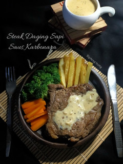 Foto resep Steak Daging Sapi Saus Karbonara