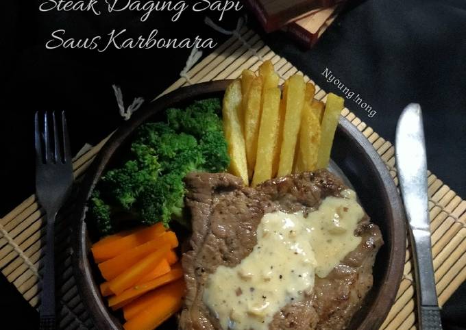 Resep Steak Daging Sapi Saus Karbonara Oleh Ika Mahendra Moenif Cookpad