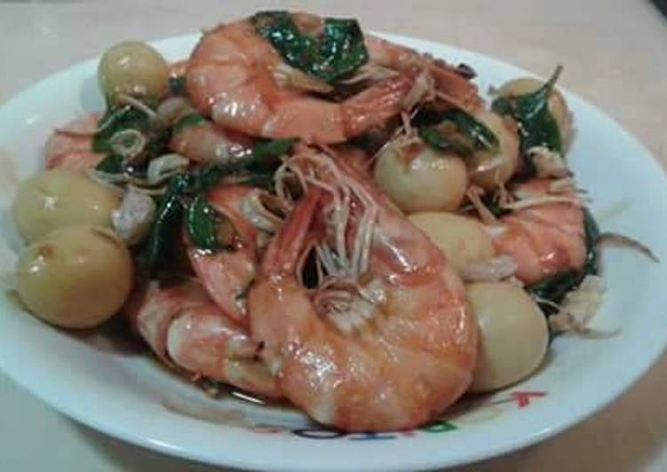 Resep Udang Bago Telur puyuh cah kemangi yang Menggugah Selera