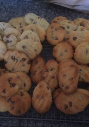 A picture of Best ever soft choc chip cookies.