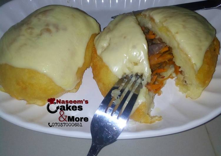 Quick and Easy Fry &amp; baked potato bounced with cheese