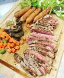 Strip loin steak with simple side dish