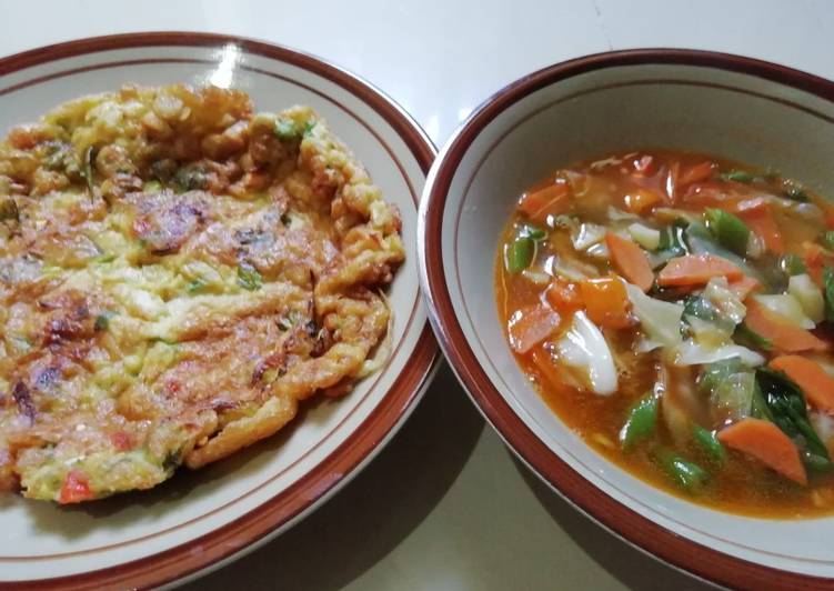 Capcay dan Telur Dadar Sayur