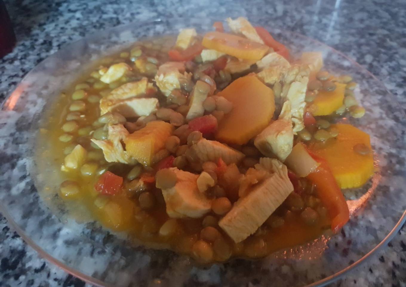 Guiso de lentejas y pollo