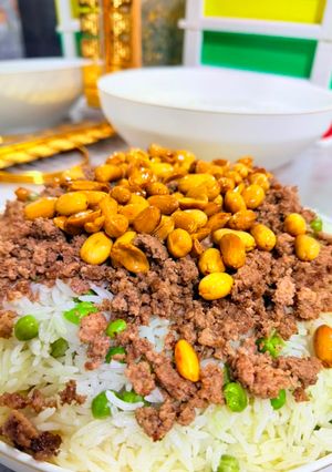 صورة لوصفة رز مع البازلاء واللحم المفروم