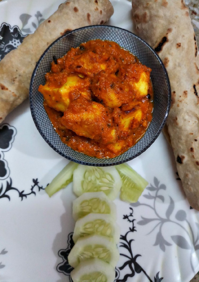 A picture of Dhaba style Paneer (without onion and garlic).