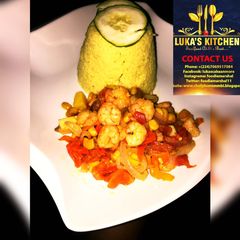 A picture of Couscous Served-with Stir-fried Garlic Shrimp.