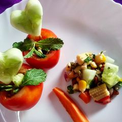 Tomato Cups Sprout Salad A picture of Tomato Cups Sprout Salad.