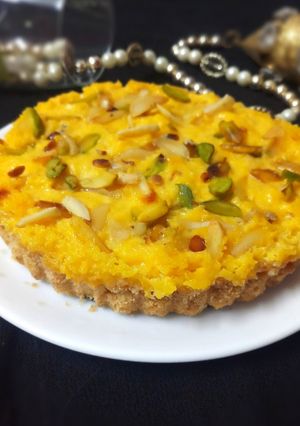 A picture of Mango phirni pie.
