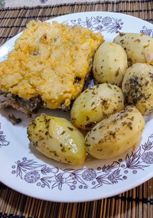 Gombás rakott húsok recept fotója