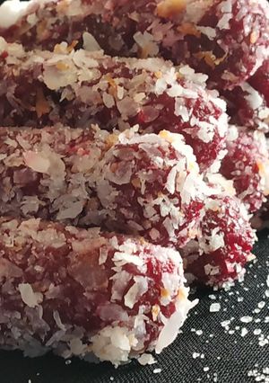 A picture of Beetroot mithai rolls.