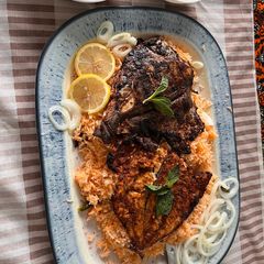 A picture of Baked Fish with Mandi Rice.