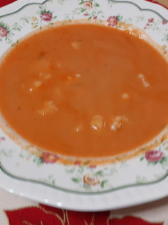 Una foto de Crema de langostinos