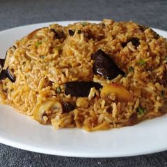 A picture of Eggplant and Mushroom Fried Rice.