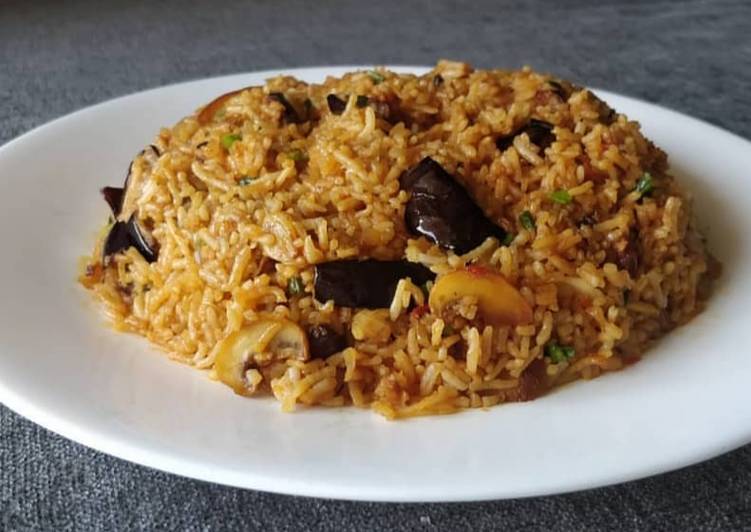 Eggplant and Mushroom Fried Rice