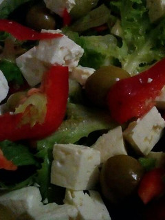 A picture of Lettuce, pepper, cucumber salad.