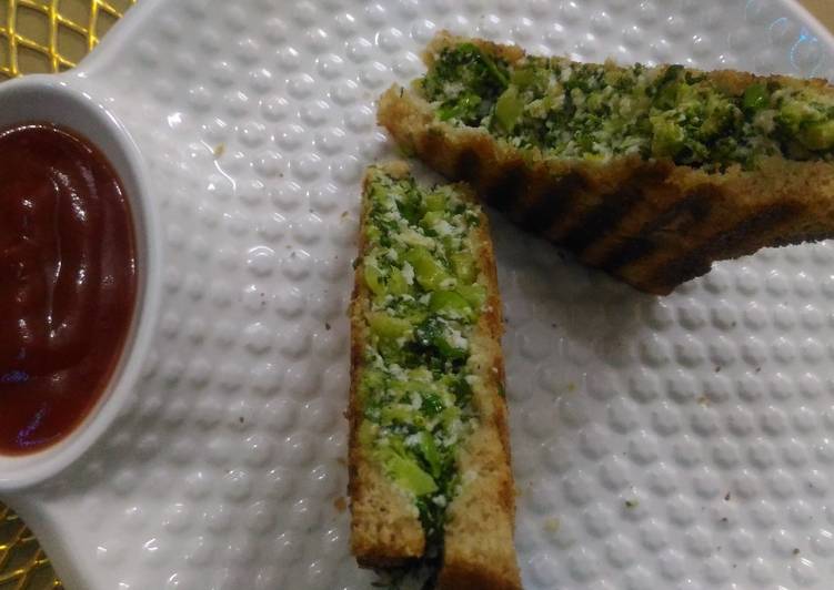 Steps to Prepare Perfect Broccoli Paneer Cheese Chilli Sandwich