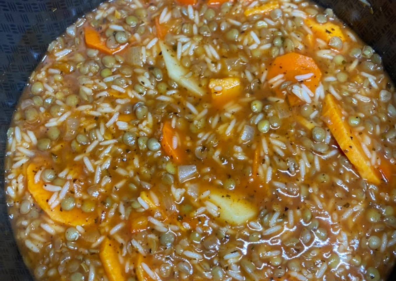 Guiso de lentejas y arroz