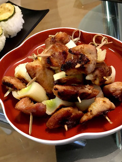 A picture of Yakitori (chicken on skewer).