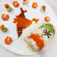 A picture of Tricolour puttu.