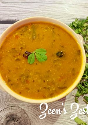 A picture of Amaranthus and Methi Daal (Thotakura Daal).