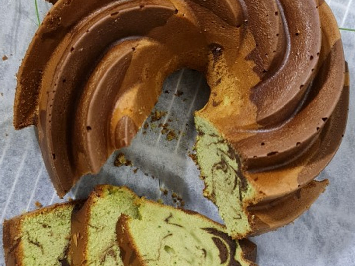Resep Marmer Cake Green Tea/Matcha Coklat Anti Gagal