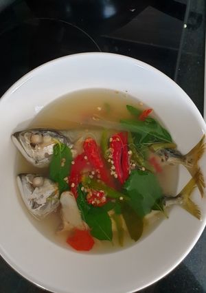 A picture of Tom Yum with Fresh Mackerel.