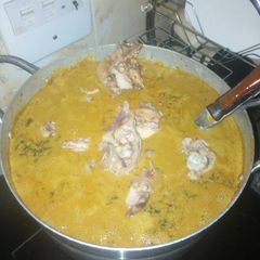 Groundnut soup with chicken A picture of Groundnut soup with chicken.