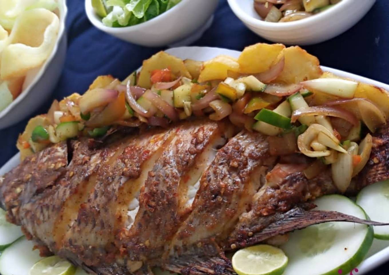 Grilled fish with potatoes