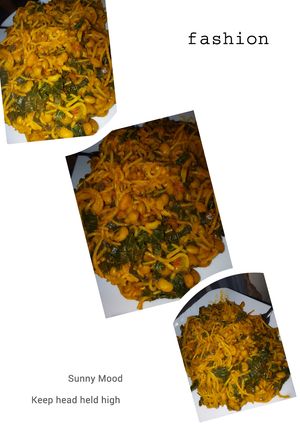 A picture of Jollof din Taliya da wake.