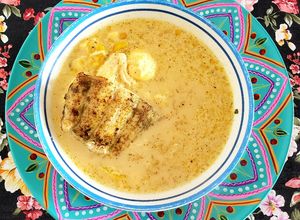 Una foto de Chupe de leche y pescado 🇵🇪