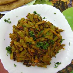 A picture of Gavar Chi Bhaji (Cluster Beans Curry - Maharashtrian Style).