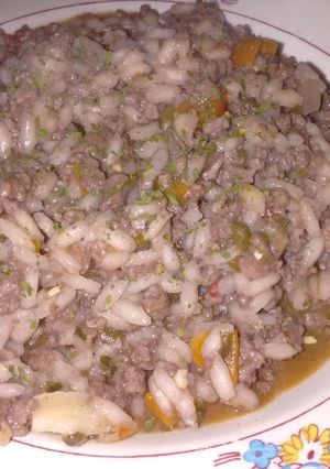 Una foto de Risotto de carne al malbec