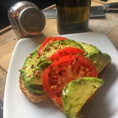 A picture of Crushed Red Pepper, Tomato & Avocado Toast.