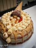 Sponge cake pop-corn/caramel