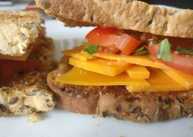Recipe of Speedy Cheese & Tomato sandwich with basil