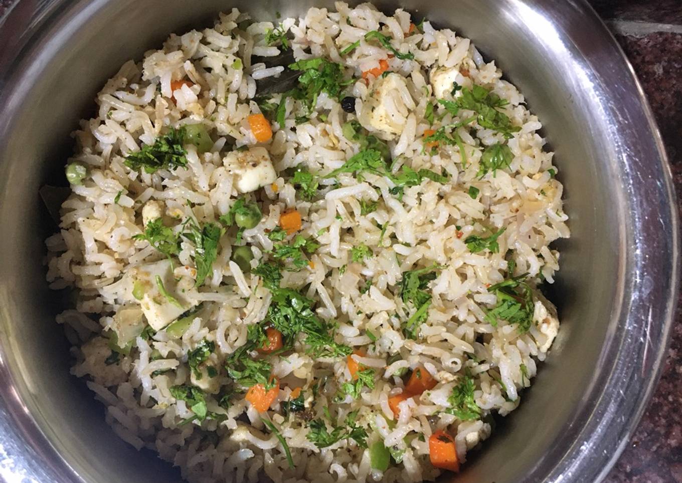 Paneer pulav in brown rice