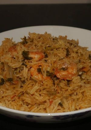 A picture of Prawn Biryani (Pressure Cooker).