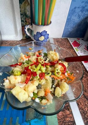 A picture of Potato Salad with Whatever the Garden Had!.