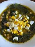 Garbanzos con espinacas y majado de almendras