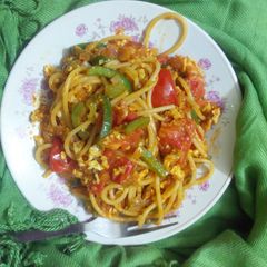 Bhurji spaghetti A picture of Bhurji spaghetti.