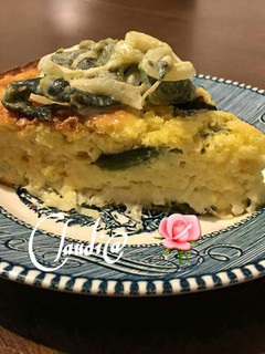 Una foto de Pastel de elote con rajas poblanas🌹