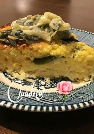 Una foto de Pastel de elote con rajas poblanas🌹