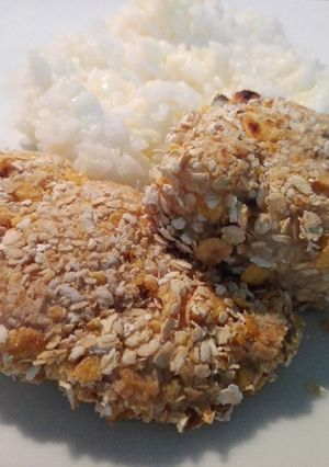 Una foto de Merluza rebozada en avena y copos