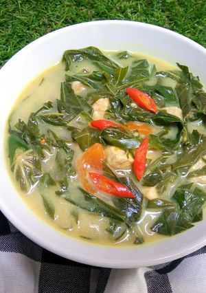 Foto resep Sayur Daun Singkong Tempe Kuah Santan