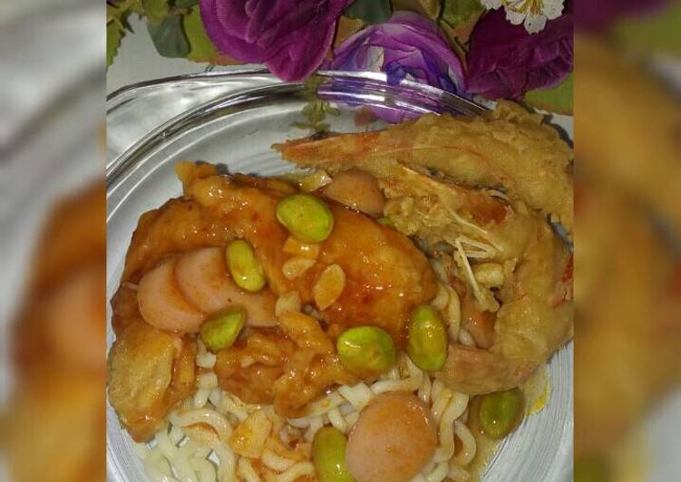 Cara Musim Semi Di RumahMie udang siram saus edamame 🍤😉