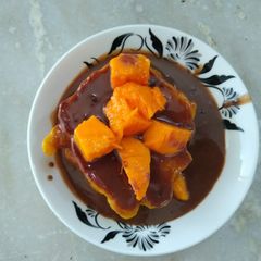 A picture of Chocolate mango pancakes.