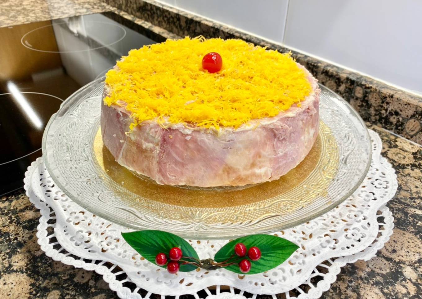 Pastel frío de jamón y queso